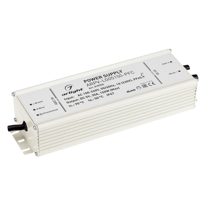 Блок питания ARPV-LG05150-PFC 5V 30.0A 150W Arlight IP67 Металл 5 лет ref.015755