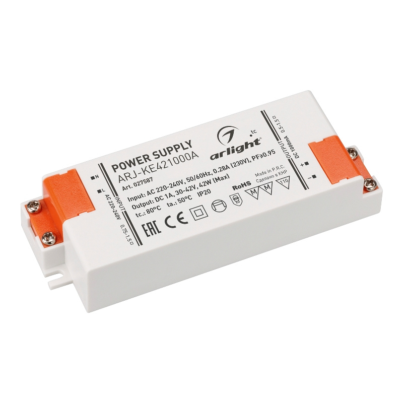 Негерметичный блок питания ARJ-KE421000A 42W 1000mA PFC Arlight IP20 арт.027587