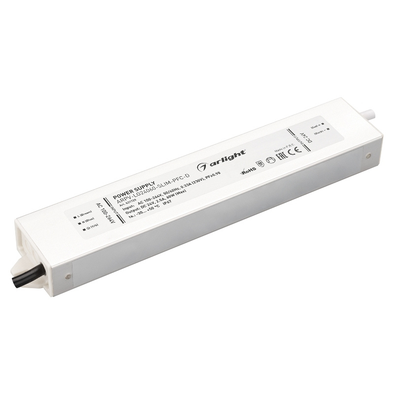 Блок питания Arlight ARPV-LG24060-SLIM-PFC-D 24V 2.5A 60W IP67 Металл 5 лет гар. 031720