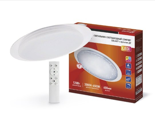 Светодиодный LED светильник COMFORT GALAXY 120Вт 230В 3000-6500K 9600Лм 600x85 мм с пультом ДУ IN HOME